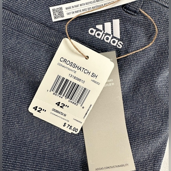 NWT Adidas Crosshatch Golf Shorts Collegiate Navy - Picture 14 of 14